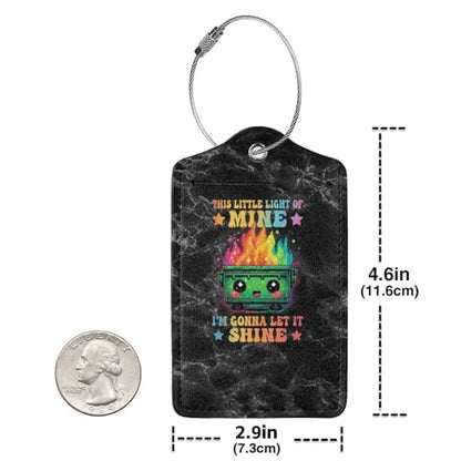 This Little Light of Mine Dumpster Fire Set of 2 Durable Leather Luggage Tags Stylish Travel Gear Men Women