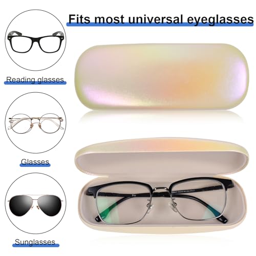Joyberg Glasses Case, 2 Pack Eyeglass Case with Cleaning Cloth, Glasses Case Hard Shell Fits Most Glasses - color: Yellow
