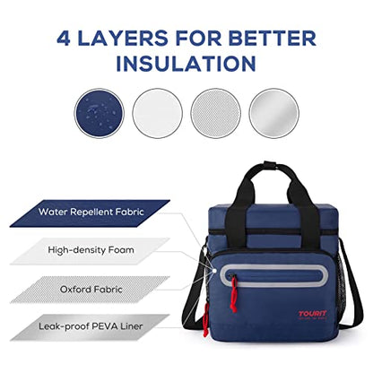 TOURIT Large Lunch Bag 14L Insulated Lunch Box Lunch Cooler for Men Women Work, Black - color: Dark Blue