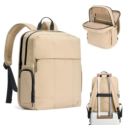 CLUCI Lightweight Travel Backpack Carry on Flight Approved, Puffy Gym Backpack with Shoe Compartment, Personal Item Travel Bag, 15.6 inch Laptop Backpack for Weekender Business - color: Soft Khaki