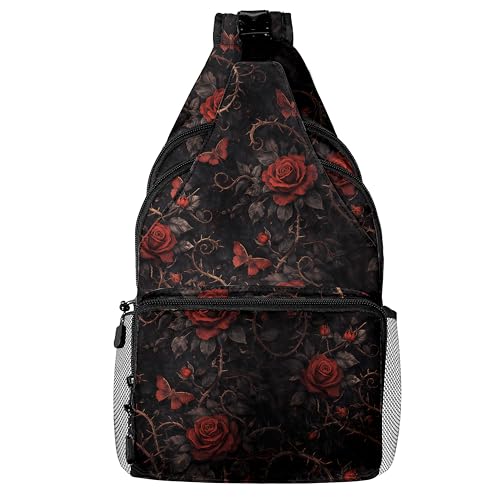 Rose Gothic Style Crossbody Bags for Women Men Trendy Sling Bag Backpack Casual Chest Bag Shoulder Strap - color: Color 14