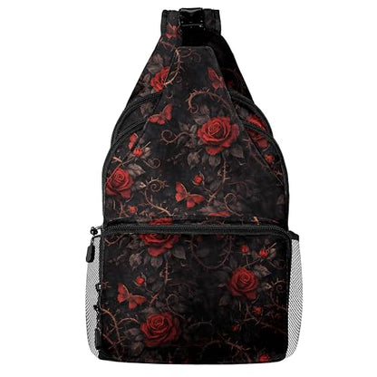 Rose Gothic Style Crossbody Bags for Women Men Trendy Sling Bag Backpack Casual Chest Bag Shoulder Strap - color: Color 14
