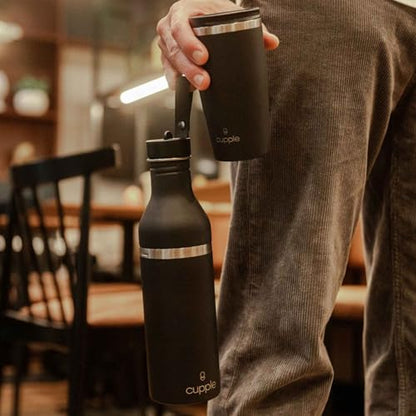 Tumbler, Stainless Steel 2-in-1 Travel Coffee Mug & Water Bottle, Leak Proof Insulated Cup for Hot & Cold Drinks, BPA Free, Fits Most Cup Holders (Black Pepper) - color: Black Pepper