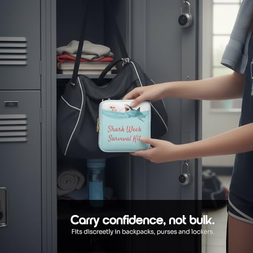 Period Pouch – Compact, Stylish, Discreet Period Bag For School with Waterproof Lining Fits Pads & Tampons, Cute Pad Bag for Teens, Travel, School, Girls Period Kit - color: Blue