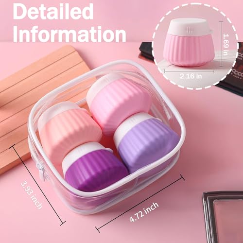 4 Pack Travel Size Silicone Cream Containers, Leak Proof Refillable Toiletry Bottles for Toiletries with 4 Scoops, Labels and Clear Bag, Suitable for Travel Shampoo and Conditioner Bottles (A) - style: A