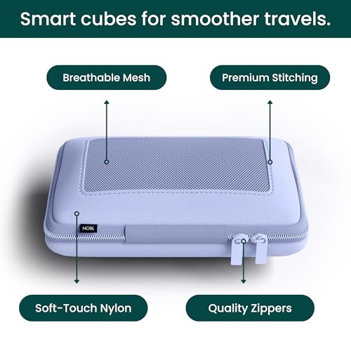 NOBL Travel Compressible Packing Cubes Set, 6 Pieces Travel Packing Organizers, Compression Luggage Cubes for Suitcases & Carry On, Space Saving (XXS, XS, S, M, L, XL) - Lavender - color: Lavender