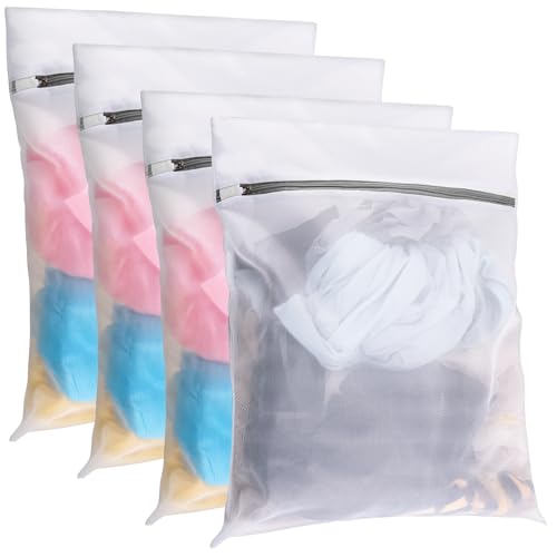 4 Pack Mesh Laundry Bags for Delicates, Laundry Bags Mesh Wash Bags (4x Large), Lingerie Bags for Washing Delicates, Garment Bag for Washing Machine - style: BIG