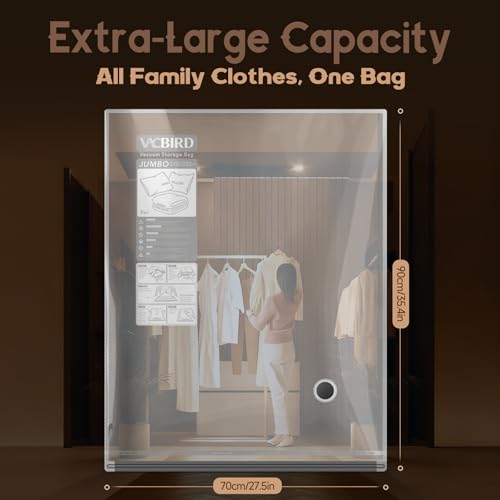 Vacbird 15 Jumbo Size Vacuum Bags for Clothes Storage,Space Saver for Luggage Packing and Moving,Vacuum Sealed Bags for Clothing, Bedding, Blankets and Comforters - size: 15 Jumbo Size