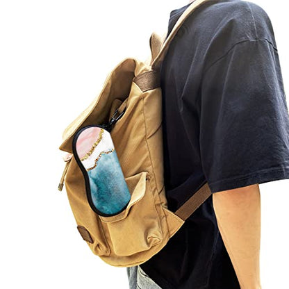 Sunglasses Soft Case with Carabiner Ultra Light Neoprene Zipper Glasses Case - color: Pink Blue White