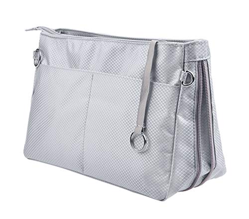 Vercord Expandable Nylon Handbag Purse Organizer Insert Liner Shaper Bag in Bag Beige Grey Large - color: Beige Grey, size: Large