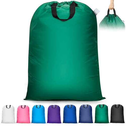 Isink Extra Large Laundry Bag With Handles, Heavy Duty, Travel Laundry Bag for Dirty Clothes, 28" x 40" (Green) - color: Extra Large Laundry Bag With Handles (Green)