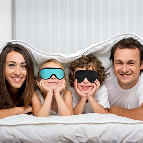 2 Pieces 3D Sleep Mask for Kids Memory Foam Contoured Eye Mask, Travel Sleep Eye Cover with Adjustable Strap, 3D Blindfolds(Black and Green) - color: Black and Green