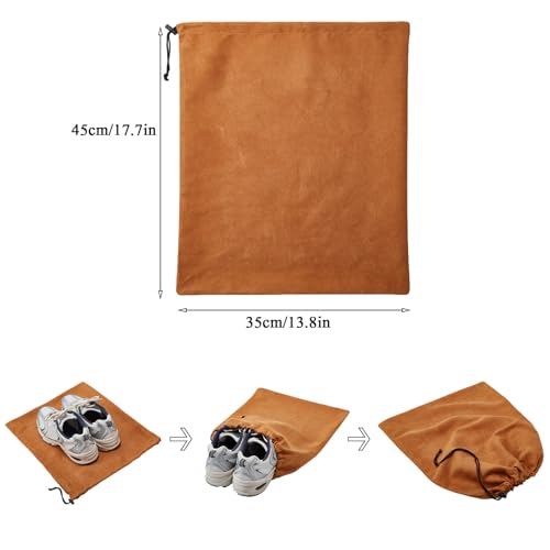 LAKE OF FIRE 4-Piece Travel Shoe Bags for Packing, 17.7" x 13.8" Dustproof Shoe Bags with Drawstring Closure,Washable & Reusable(Brown) - color: Brown