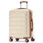 Flight Knight 22x18x10 Expandable Carry On Suitcase Hardside TSA Lock & USB C Port Lightweight Luggage Silent Double Spinner Wheels Maximum Spirit Overhead Carry-On Bag Airlines Approved Cream - color: Cream/Tan, size: 22x18x10"