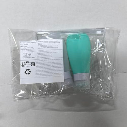 LUFEVRM 2 Pcs Silicone Travel Bottles,3oz Leak Proof Refillable Squeeze Containers with Transparent Carry Bag,Small Empty Travel Size Bottles for Shampoo,Conditioner,Lotion,Toiletries - color: 3oz Green White