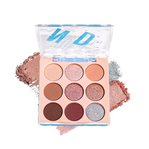 9-Color Nude Brown Eyeshadow Palette – Matte Shimmer Glitter Peach Caramel Bronze Eye Shadow Kit, High Pigment Blendable Long-Lasting Warm Neutral Makeup Palette for Daily Wear, Soft Glam & Travel - color: H01