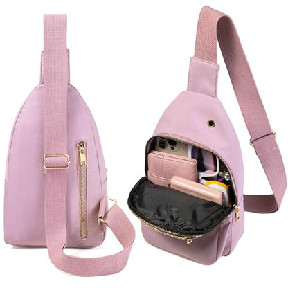 Banelu Sling Bag Crossbody Bags for Women, Small Crossbody Purses Sling Backpack Cross Body Bag for Outdoors Hiking Traveling - Black - color: N Lilac