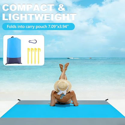 Decorwell Beach Blanket Waterproof Sandproof 79"x83" 1-4 Adults Extra Large Beach Mat Quick Drying Outdoor Picnic Mat Beach Accessories for Travel, Camping, Hiking - size: 79"x83" 1-4 Adults