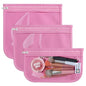 HIONXMGA TSA Approved Toiletry Bag, Set of 3 Clear Travel Toiletry Bag Quart Size Zipper Travel Pouch, Waterproof Makeup Cosmetic Bag for Women Men Kids Toiletries Carry on, Pink - color: Pink, Mixed Sizes