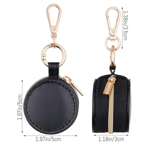 Portable Ring Holder Keychain, Mini Sports Jewelry Holder Box, Small Travel Ring Earring Stud Necklace Storage Case (Black) - color: Black