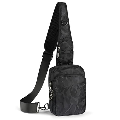 VADOO Sling Bag, Crossbody Bag with Zipper Lock, RFID Blocking & Water Resistant for Men and Women - color: Camouflage Black