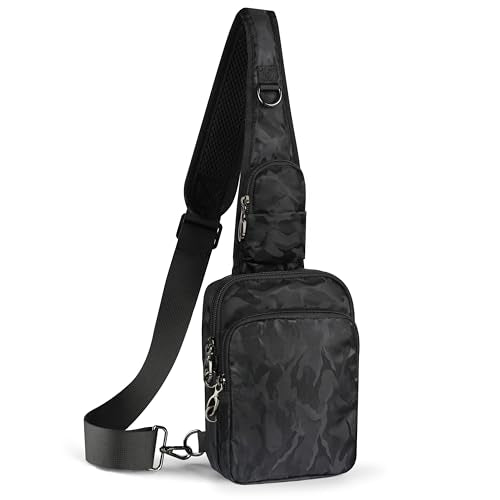 VADOO Sling Bag, Crossbody Bag with Zipper Lock, RFID Blocking & Water Resistant for Men and Women - color: Camouflage Black