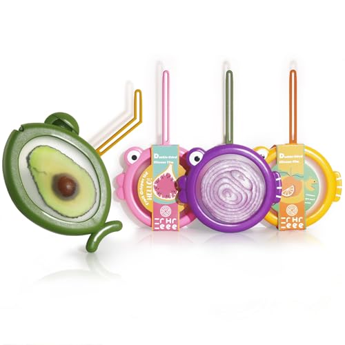 4-Piece Food Storage Containers Set – Avocado Saver, Onion Keeper, Silicone Kitchen Organizers for Fridge, Reusable & Fresh-Keeping Design - color: Vibrant Fish