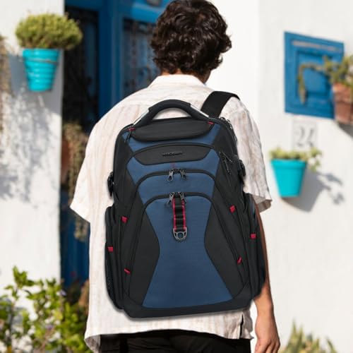 KROSER Travel Laptop Backpack 17.3 Inch XL Computer Backpack with Hard Shell Saferoom RFID Pockets Water-Repellent Business College Daypack Stylish Bag for Men/Women-Black Haze Blue - color: Black/Haze Blue-17.3, size: 17.3 inch