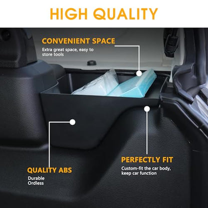RBR Wheel Well Storage Bin Trunk Organizer Box Compatible with 2024 2025 Jeep Wrangler JL Unlimited 2/4 Door 4XE Interior Accessories Rear Cargo Right Left Tray 2 Pack Black