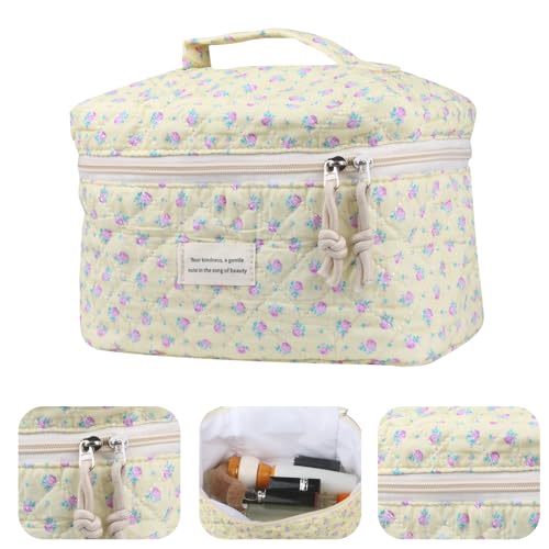 NATINSA Cute Makeup Bag for Women(2 Pcs), Travel Cosmetic Bags, Quilted Coquette Aesthetic Floral Toiletry Organizer Bag (44 - Purple Rose/4PCS) - color: 44 - Purple Rose/4PCS