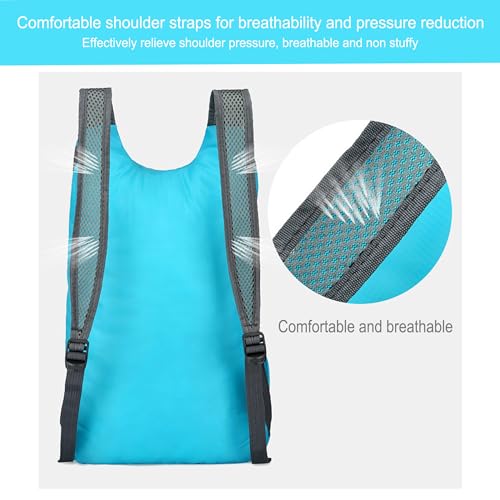 levayhill 16L Foldable Hiking Backpack,Small Packable Daypack, Blue | Lightweight ,Outdoor Collapsible Rucksack,Ultralight Folding Back Pack, Water Repellent, Men Women Travel Gym, Easy Carry-on - color: Blue