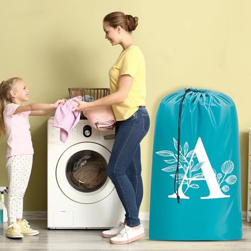Sylfairy 2 Pack Extra Large Travel Laundry Bag, Dirty Clothes Organizer with Drawstring,Heavy Duty Travel Laundry Bags - color: Letter A