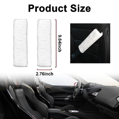 Ziciner 2 Packs Car Seatbelt Covers Shoulder Pad, Universal Soft Faux Sheepskin Shoulder Cover for Comfortable Driving, Fluffy Seat Belt Protector Help to Protect Your Neck and Shoulder (White) - color: White