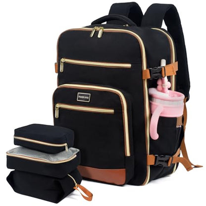 Travel Laptop Backpacks, 30L Carry On Backpack with 3 Packing Cubes, Travel Backpack for Women Airline Approved, Overnight Weekender Backpacks, Black - color: Black