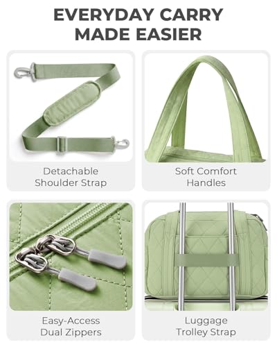 Percover Weekender Bag for Women, Ultra Lightweight Travel Duffle, Carry On Personal Item Overnight Bag with Toiletry Pouch & Compartments, Quilted Gym & Travel Bag, Mint Green - color: Mint Green