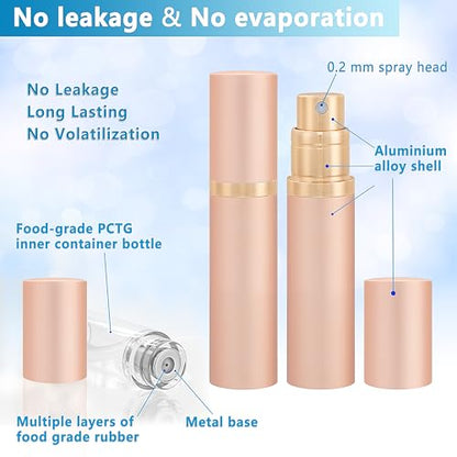 Travel Refillable Perfume Atomizer Bottle 5ml Leakproof Travel Perfume Refillable Bottle, Perfume Atomizer (Rose Gold) - color: Rose Gold