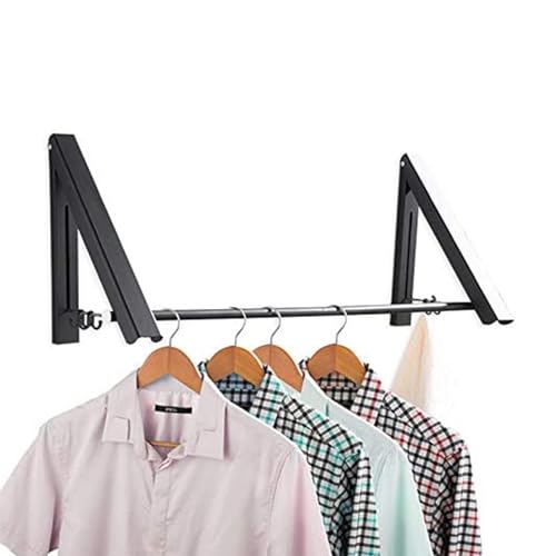 Laundry Drying Rack, Wall Mounted Retractable Clothes Hanger, Aluminium Home Storage Organization Space Savers for Home(2 Racks with Rod,Black) - color: 2 Racks With Rod Black