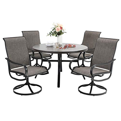 Sophia & William Outdoor Dining Set Patio Dining Set for 4 Round Patio Table and Chairs Set 5 Pieces with Swivel Patio Chairs 42" Metal Table for Garden Pool All Weather Brown - color: Brown, size: 44" Round