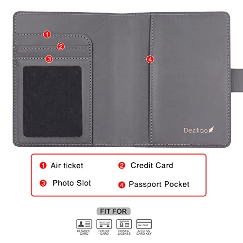 Passport Wallet, Gray, Unisex, Faux Leather, Waterproof, Slim, Lightweight, RFID Blocking, 2-in-1 Design, with Document Slots, Credit Card Slots, SIM Card Slots - color: Gray, style: Classic