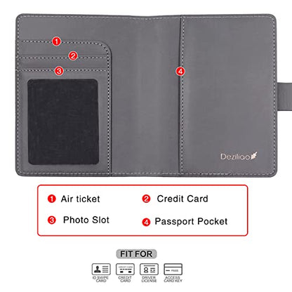 Passport Wallet, Gray, Unisex, Faux Leather, Waterproof, Slim, Lightweight, RFID Blocking, 2-in-1 Design, with Document Slots, Credit Card Slots, SIM Card Slots - color: Gray, style: Classic