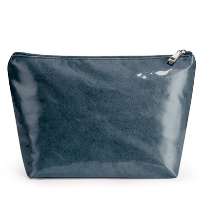 WLLWOO PVC Waterproof Makeup Bag Kraft Paper Cosmetic Bag Travel Toiletry Zipper Pouch Organizer for Women Purse - color: PVC-Dark Blue