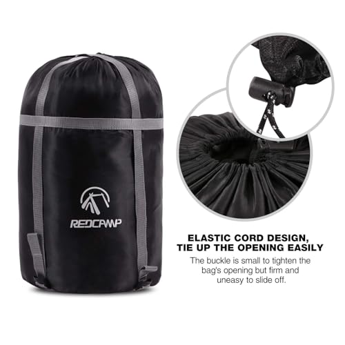 REDCAMP Sleeping Bag Stuff Sack, Black M, L, XL and XXL Compression Sack, Great for Backpacking and Camping - style: Black M