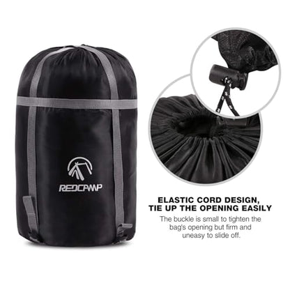 REDCAMP Sleeping Bag Stuff Sack, Black M, L, XL and XXL Compression Sack, Great for Backpacking and Camping - style: Black M