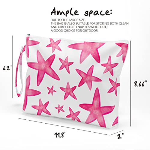 Fokongna Wet Bag, Travel Makeup Bag, Wet Dry Bag, Wet Bag for Swimsuit, Beach Pool Diapers Dirty Yoga Gym Clothes Zipper Pouch for Women Sister Friends Wet Bag Ocean Sea Shells Beach Starfish.361 - color: Starfish 08