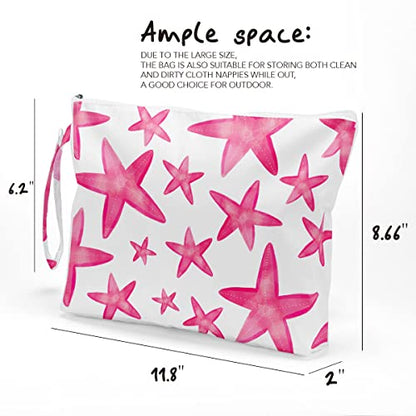 Fokongna Wet Bag, Travel Makeup Bag, Wet Dry Bag, Wet Bag for Swimsuit, Beach Pool Diapers Dirty Yoga Gym Clothes Zipper Pouch for Women Sister Friends Wet Bag Ocean Sea Shells Beach Starfish.361 - color: Starfish 08