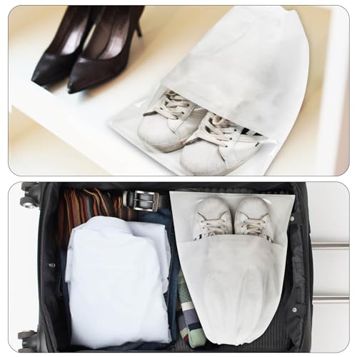 8PCS Travel Shoe Bags with Rope for Men and Women Large Shoes Pouch Organizers - color: White