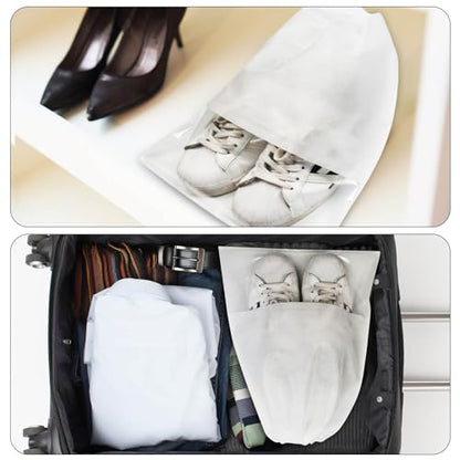 8PCS Travel Shoe Bags with Rope for Men and Women Large Shoes Pouch Organizers - color: White