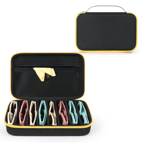 Multi Sunglasses Organizer Case, Travel Eyeglasses Case for Multiple Glasses, Hard-Shell, Eyewear Box for Men Women - color: Black, style: 8 Slots