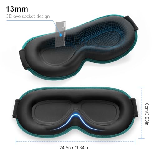 Gritin 100% Blackout Sleep Eye Mask for Women Men,Zero Eye Pressure Sleeping Mask-Ergonomic Design 3D Cutout Eye Movement and Eyelash Friendly Night Blindfold,Soft&Comfortable for Sleeping-Navy Blue - color: Navy Blue