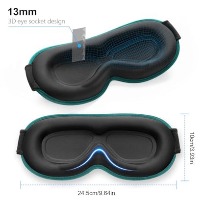 Gritin 100% Blackout Sleep Eye Mask for Women Men,Zero Eye Pressure Sleeping Mask-Ergonomic Design 3D Cutout Eye Movement and Eyelash Friendly Night Blindfold,Soft&Comfortable for Sleeping-Navy Blue - color: Navy Blue